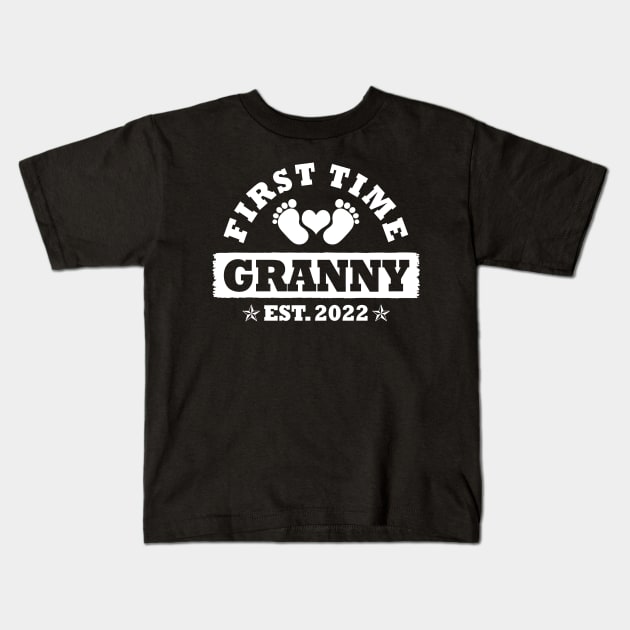First Time Granny Est 2022 Funny New Grandma Gift Kids T-Shirt by Penda